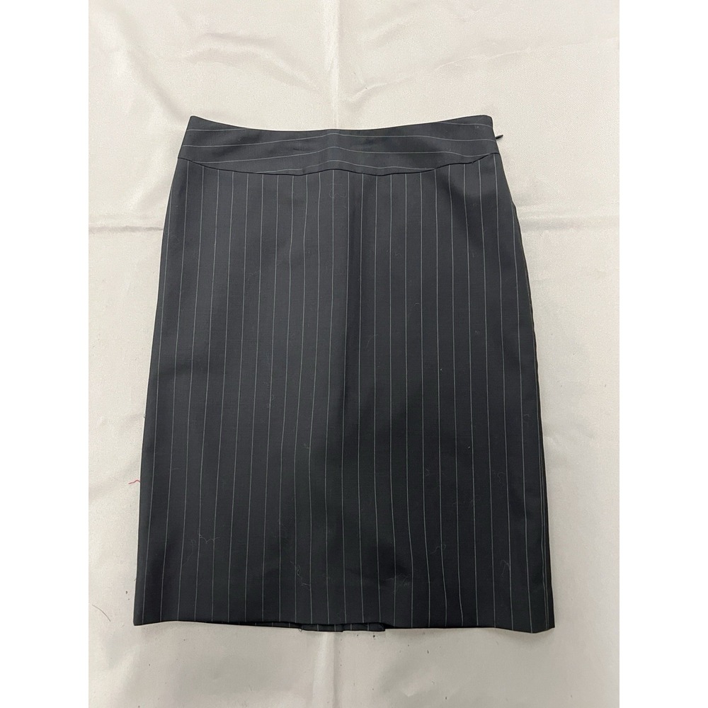 Banana Republic Black Pinstripe PENCIL Straight WOOL Blend Skirt SideZip Size 0P